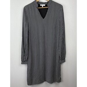 Rue de la Paix‎ Shirt Dress Size 10 Blk & Wht Striped Classic Timeless Career